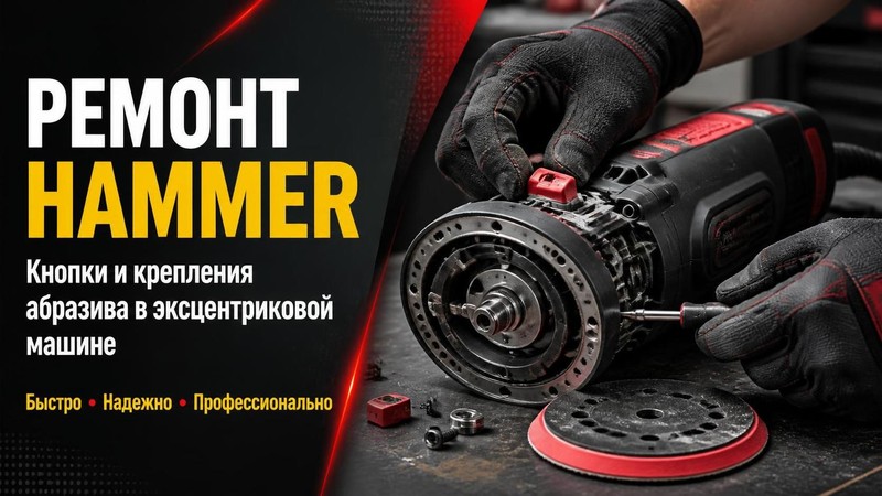 Ремонт кнопки и крепления абразива Hammer в эксцентриковой машине