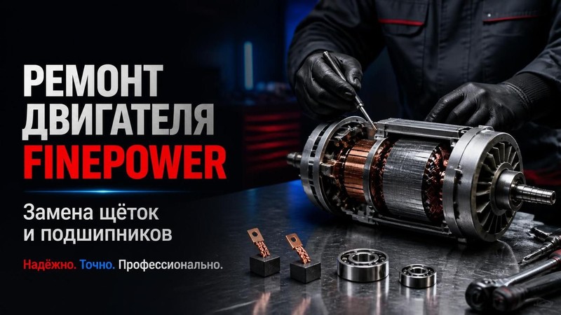 Ремонт двигателя FINEPOWER: замена щёток и подшипников