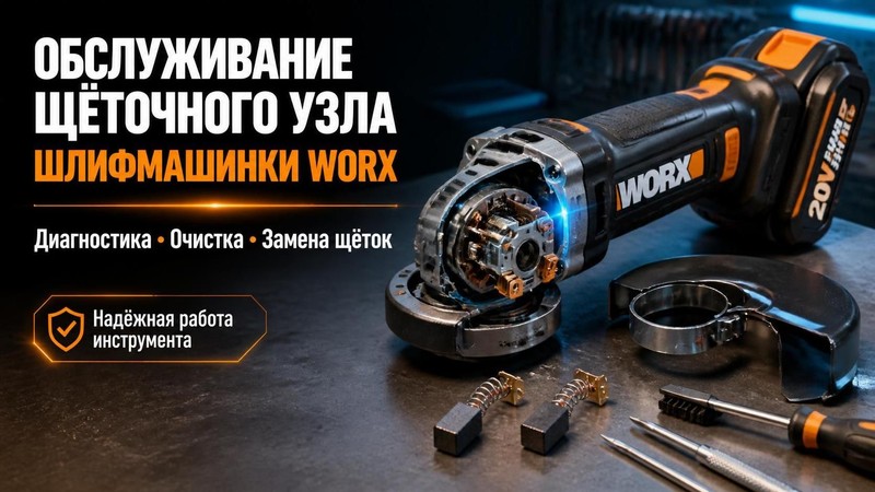 Обслуживание щёточного узла шлифмашинки Worx