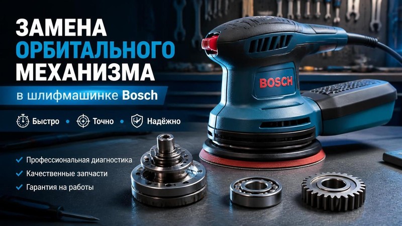 Замена орбитального механизма в шлифмашинке Bosch