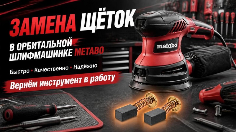 Замена щёток в орбитальной шлифмашинке METABO