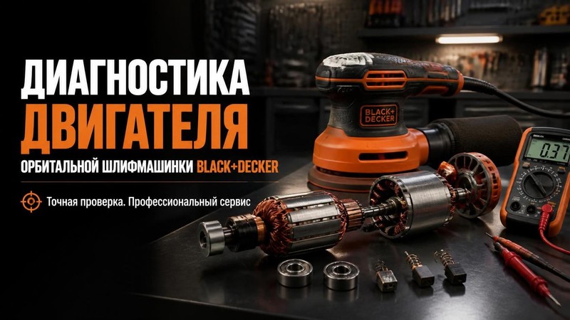 Диагностика двигателя орбитальной шлифмашинки BLACK+DECKER
