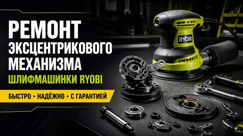 Ремонт эксцентрикового механизма шлифмашинки RYOBI