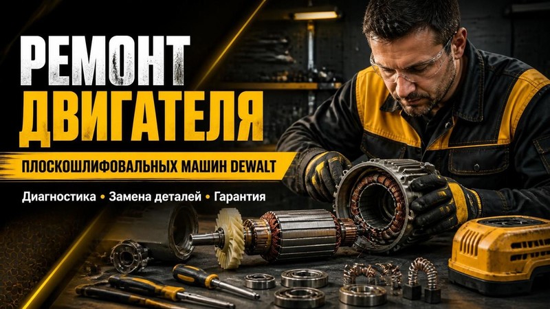 Ремонт двигателя плоскошлифовальной машины DEWALT
