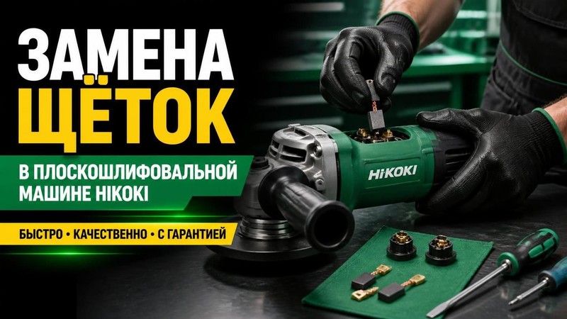 Замена щёток в плоскошлифовальной машине HIKOKI