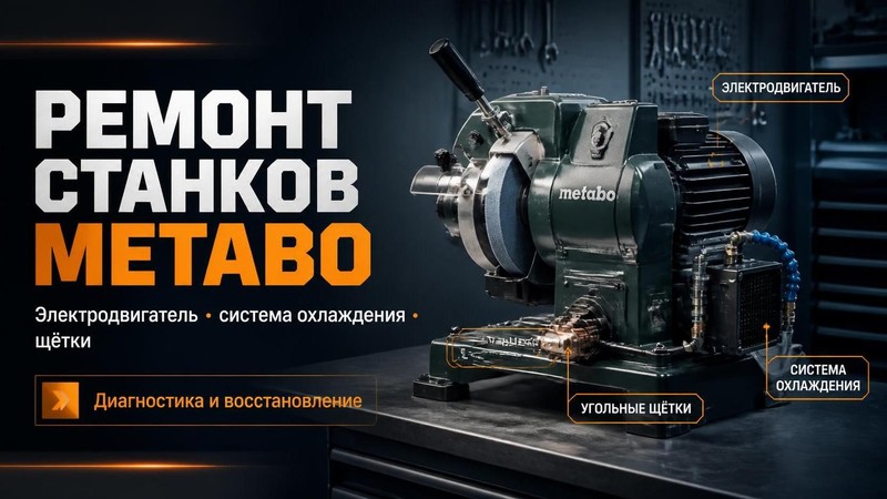 Ремонт станков для заточки METABO: электродвигатель, система охлаждения, щётки