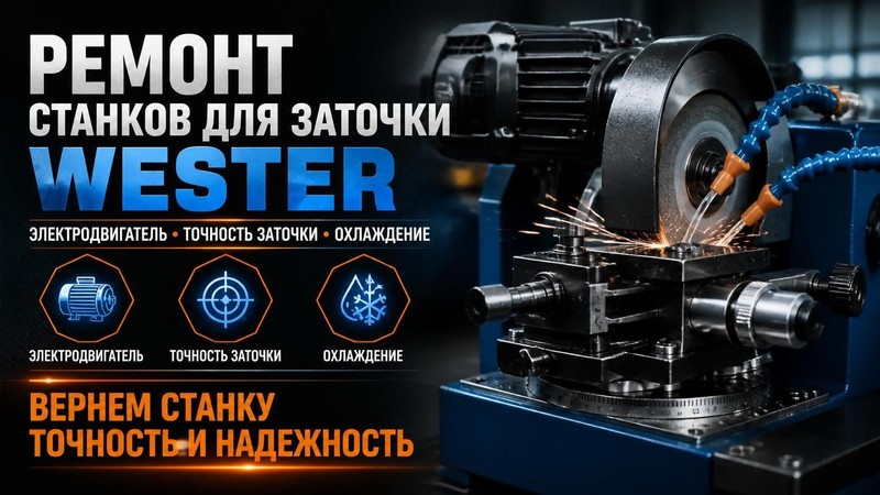 Ремонт станков для заточки WESTER: электродвигатель, точность заточки, охлаждение