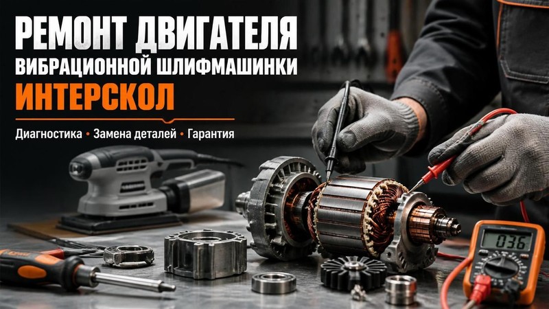 Ремонт двигателя вибрационной шлифмашинки Интерскол