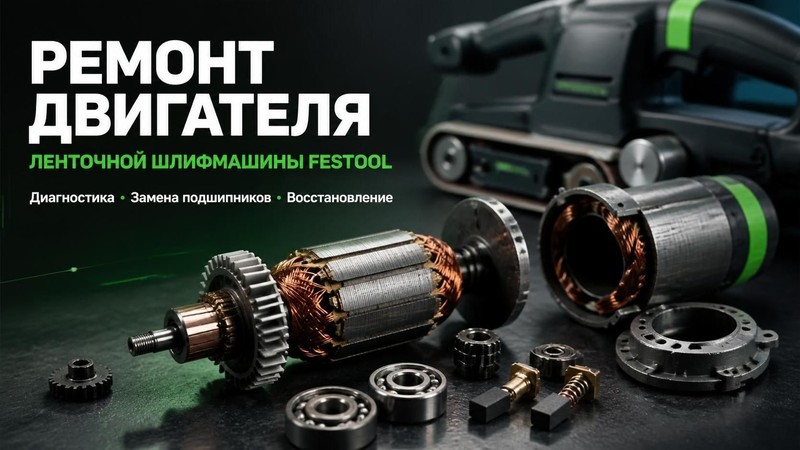 Ремонт двигателя ленточной шлифмашины FESTOOL