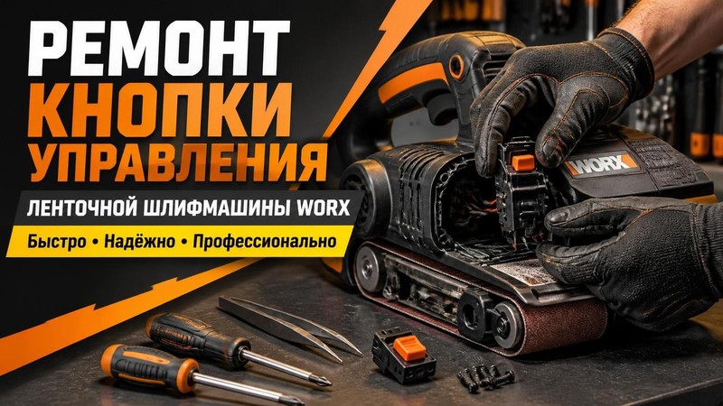 Ремонт кнопки управления ленточной шлифмашины Worx