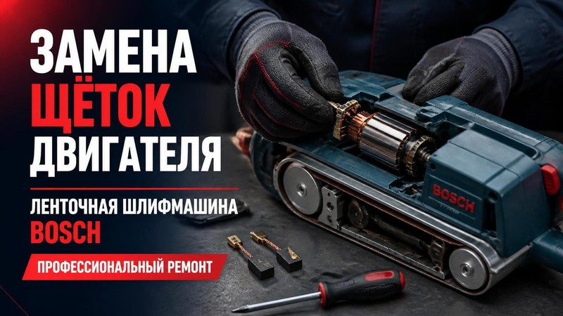 Замена щёток двигателя ленточной шлифмашины Bosch