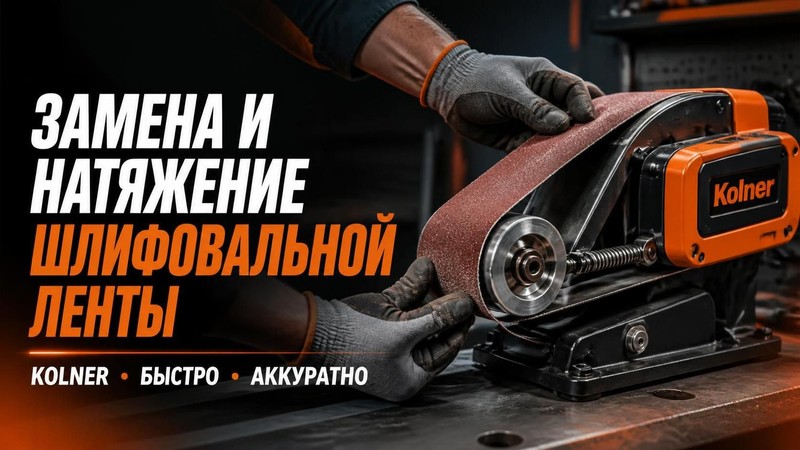 Замена и натяжение шлифовальной ленты Kolner