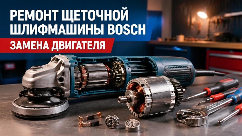 Ремонт щеточной шлифмашины Bosch: замена двигателя