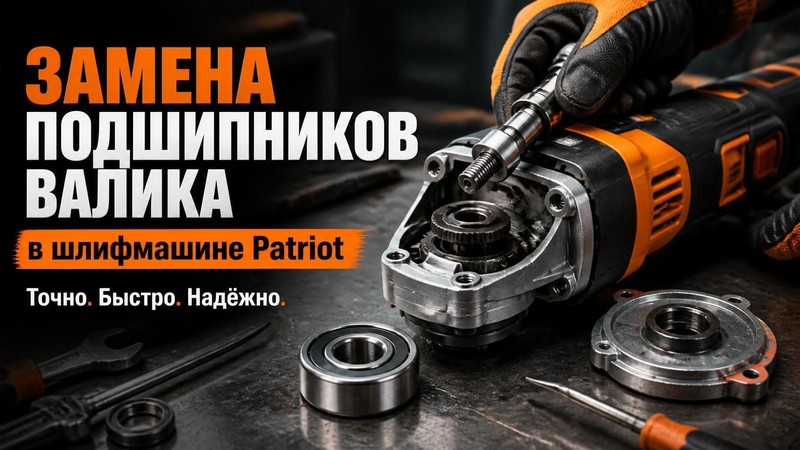 Замена подшипников валика в шлифмашине Patriot