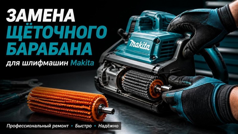 Замена щеточного барабана в шлифмашине Makita