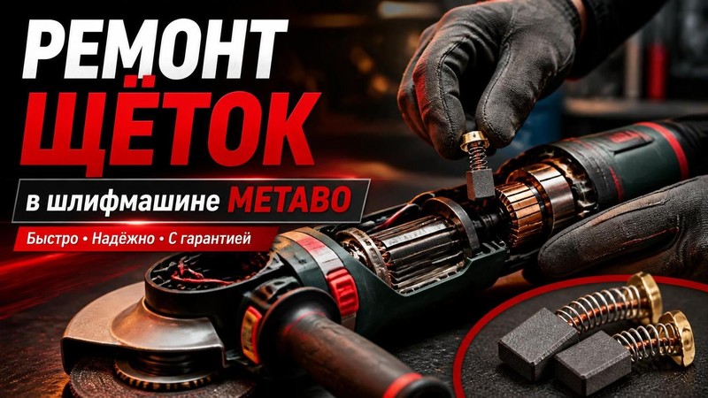 Ремонт щёток в шлифмашине METABO