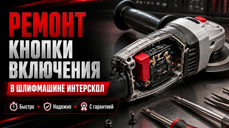 Ремонт кнопки включения в шлифмашине Интерскол