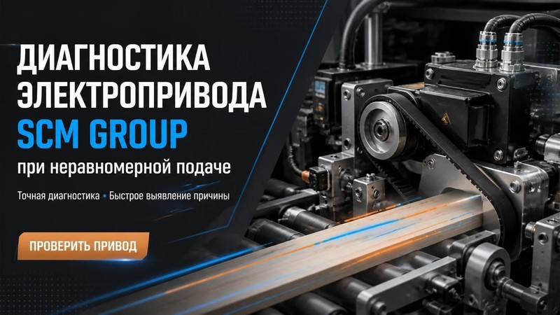 Диагностика электропривода SCM Group при неравномерной подаче