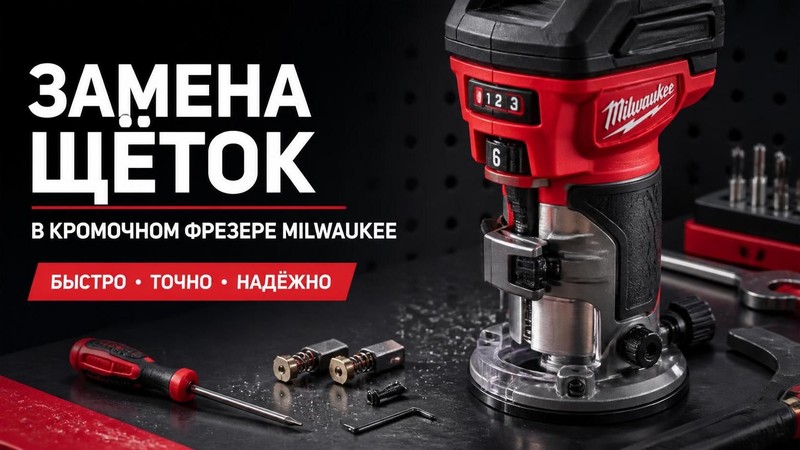 Замена щёток в кромочном фрезере MILWAUKEE