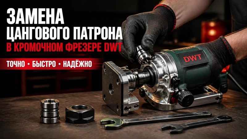 Замена цангового патрона в кромочном фрезере DWT