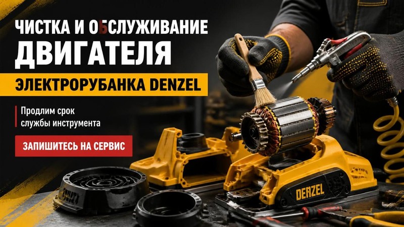 Чистка и обслуживание двигателя электрорубанка Denzel