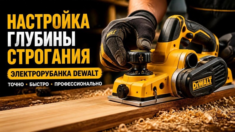 Настройка глубины строгания электрорубанка DEWALT