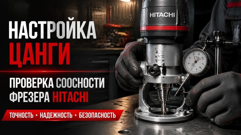 Настройка цанги и проверка соосности фрезера Hitachi