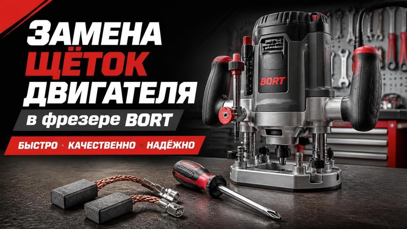 Замена щёток двигателя в фрезере BORT
