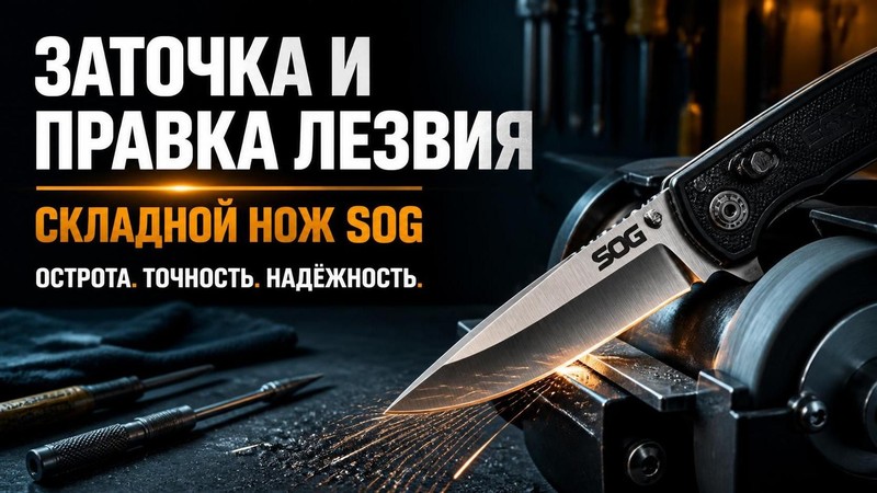 Заточка и правка лезвия складного ножа SOG