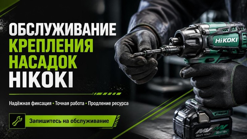 Обслуживание крепления насадок HIKOKI