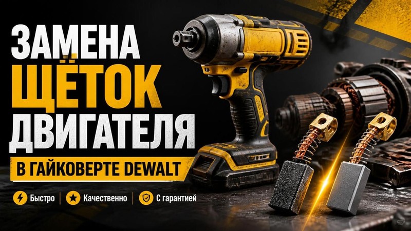 Замена щёток двигателя в гайковерте DEWALT