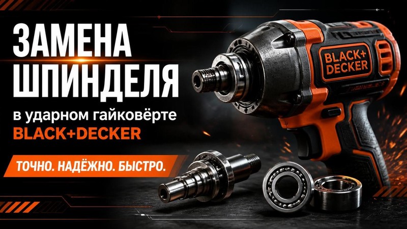 Замена шпинделя в ударном гайковерте BLACK+DECKER
