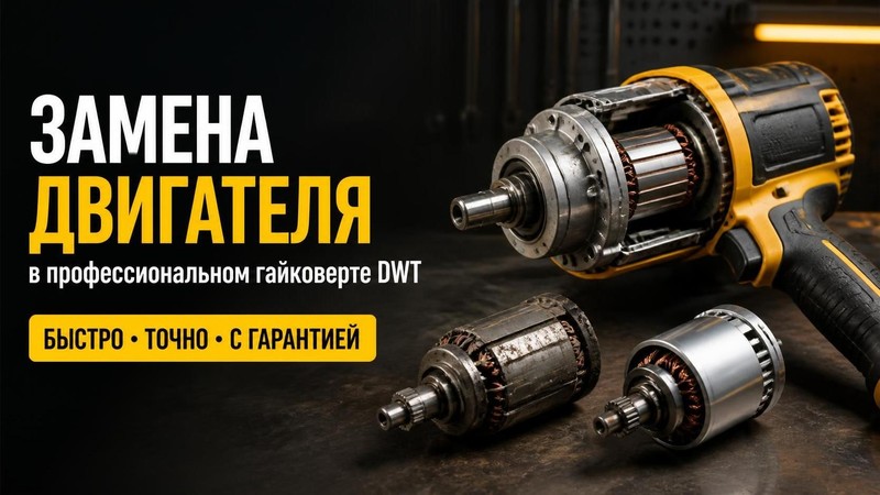 Замена двигателя в профессиональном гайковерте DWT