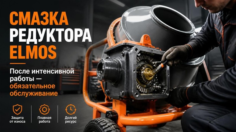 Смазка редуктора миксера Elmos после интенсивной работы