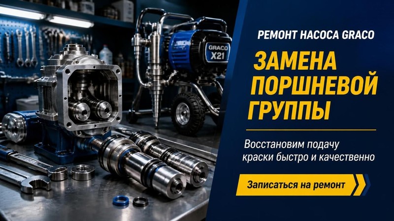 Ремонт насоса окрасочного аппарата Graco: замена поршневой группы