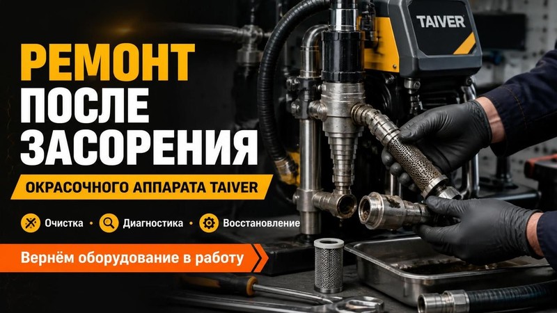 Ремонт после засорения окрасочного аппарата Taiver