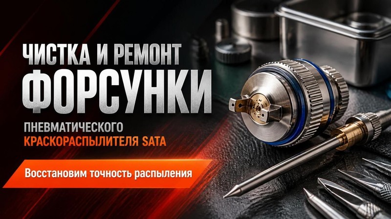 Чистка и ремонт форсунки пневматического краскораспылителя SATA