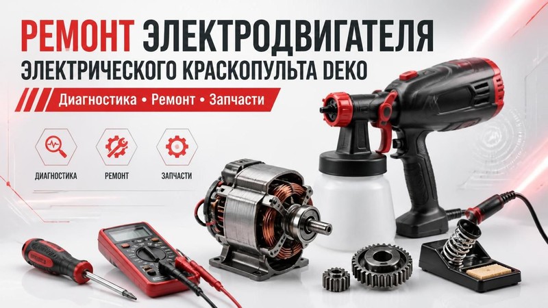 Ремонт электродвигателя электрического краскопульта DEKO
