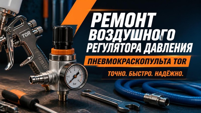 Ремонт воздушного регулятора давления пневмокраскопульта TOR
