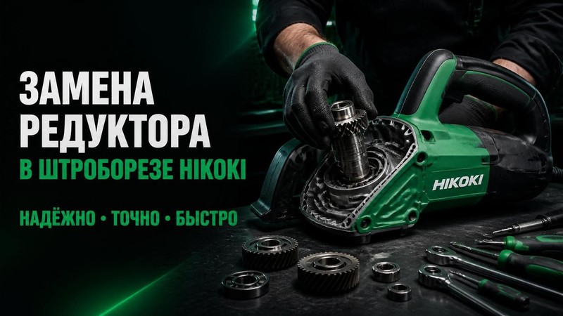 Замена редуктора в штроборезе HIKOKI