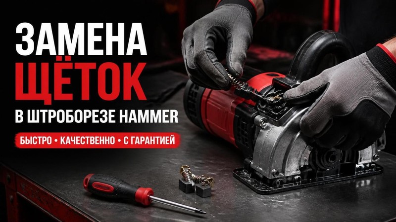 Замена щёток в штроборезе Hammer