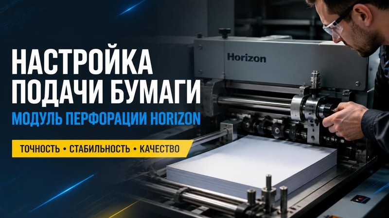 Настройка подачи бумаги в модуле перфорации Horizon