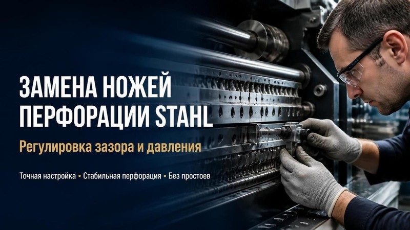 Замена ножей перфорации Stahl: регулировка зазора и давления