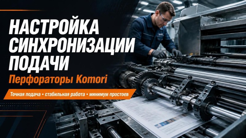 Настройка синхронизации подачи в перфораторе Komori