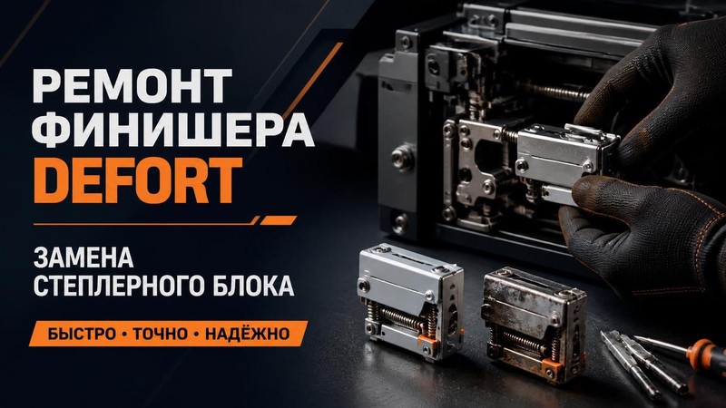 Ремонт механизма сшивания финишера DEFORT: замена степлерного блока