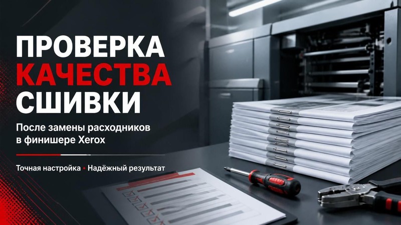 Проверка качества сшивки после замены расходников в финишере Xerox