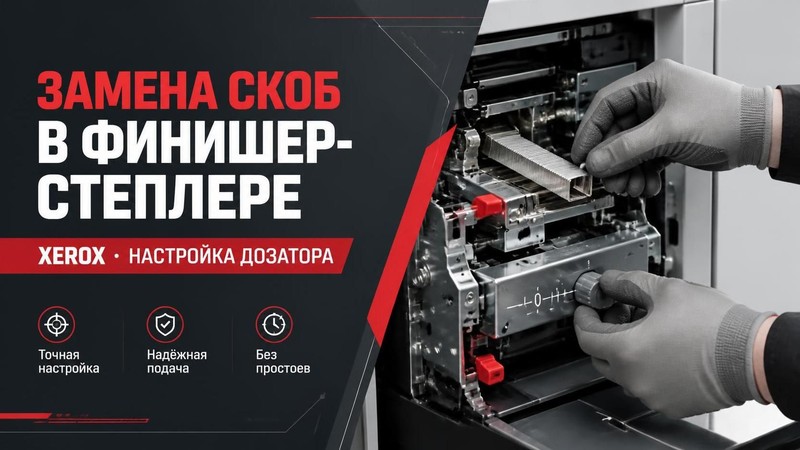 Замена скоб в финишер-степлере Xerox: настройка дозатора