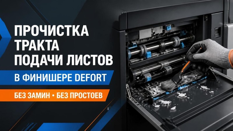 Прочистка тракта подачи листов в финишере DEFORT