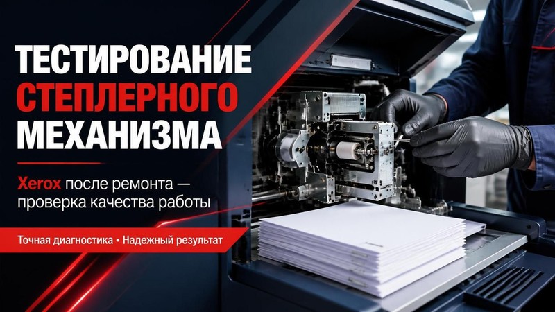 Тестирование работы степлерного механизма Xerox после ремонта