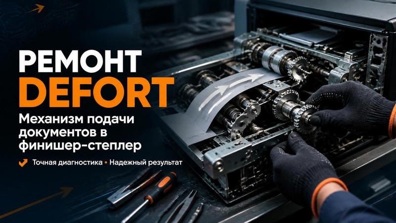 Ремонт механизма подачи документов в финишер-степлер DEFORT